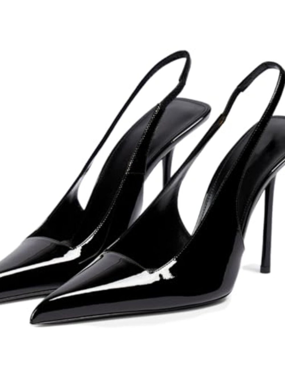 Slingback Stiletto Heels Pointed Toe Patent Leather Slip On Dress Pumps